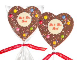 Personalised Wedding Heart Chocolate Lollipops